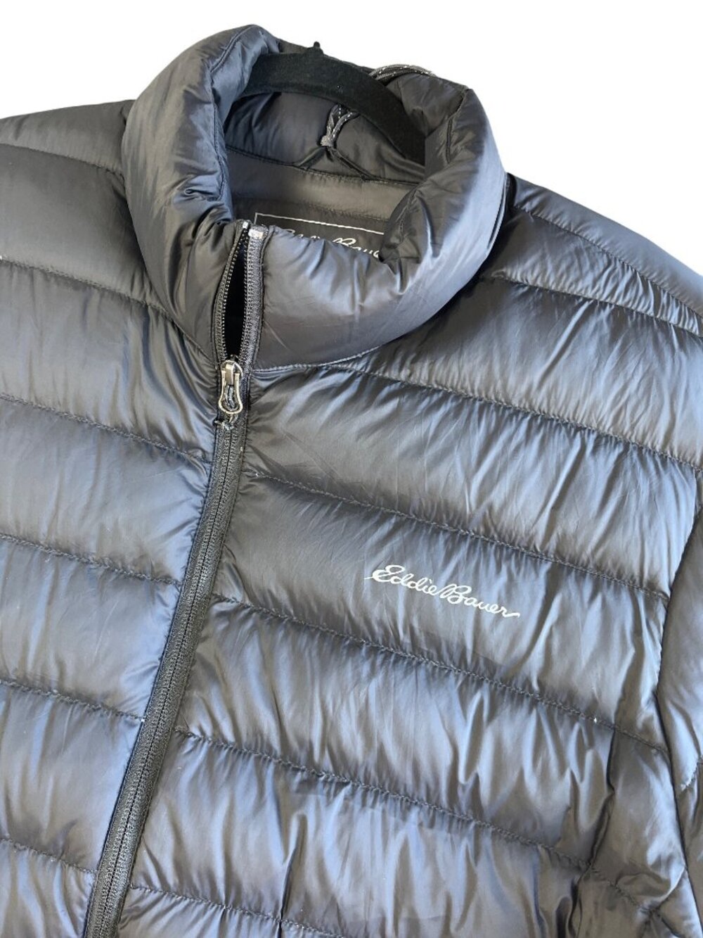 Eddie Bauer Mens Black Down Insulated Puffer Jacket 2XL Lightweight Warm Nylon F